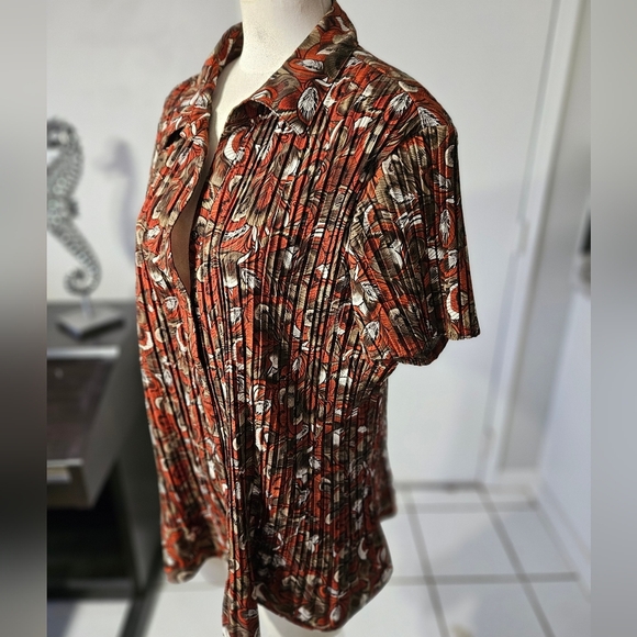 East 5th Boho Ruffled Top, Red, Patterned, Sz 3X - Picture 2 of 4